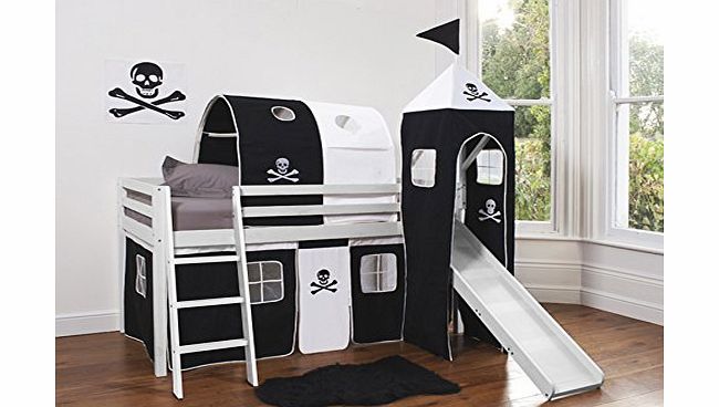 Noa and Nani Cabin Bed Mid Sleeper WHITE Pirate with Tower ,Tunnel amp; Tent 6970WG-Pirate