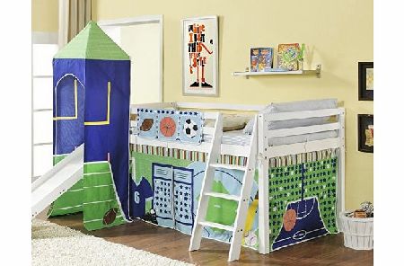 Noa and Nani Cabin Bed Mid Sleeper White Sports with Tower amp; Tent 6970WG-SPORTS