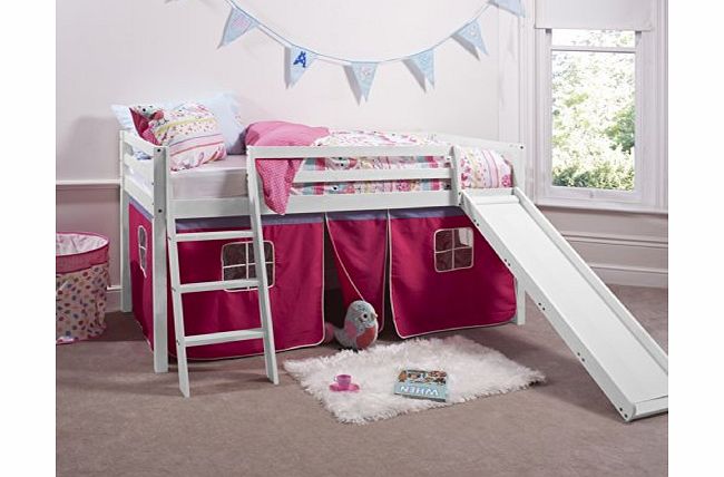 Noa and Nani Cabin Bed White amp; Mattress with Slide Pink Tent 6007WG PINK  MATTRESS