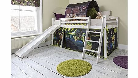 Noa and Nani Cabin Bed with Turtles Tent amp; Slide TMNT Teenage Mutant Ninja Turtles 70 (Solid White)