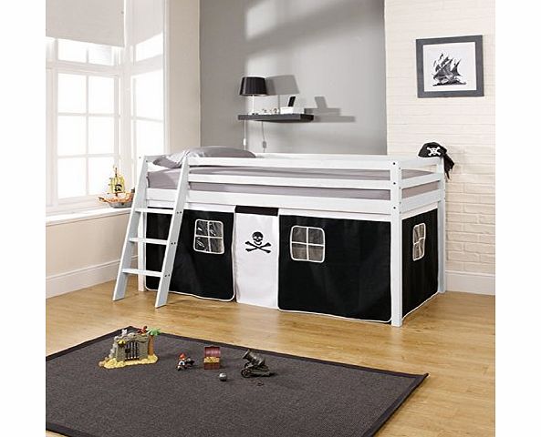Noa and Nani Cabin Bed Wooden Pine amp; Mattresswith Pirate in WHITE 5758WG-PIRATE MATTRESS