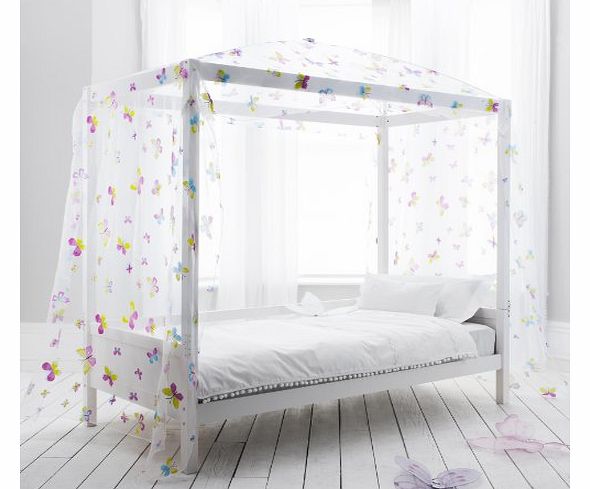 Single Bed Four Poster Canopy, Day Bed with Butterfly Design