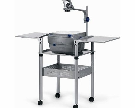 Nobo Overhead Projector Trolley with Adjustable Height and Folding Shelves, Steel Grey
