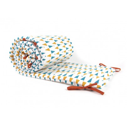 Nobodinoz Triangles bed bumper - yellow/blue `One size