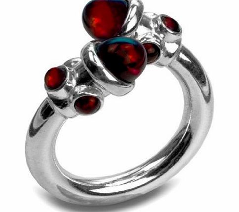 Noda Black Cherry Amber Sterling Silver Designer Ring