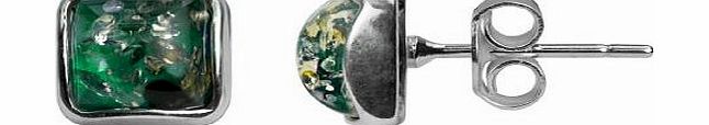 Noda Blue Green Amber Sterling Silver Square Contemporary Amazing Stud Earrings