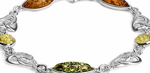 Noda Multicolor Amber Sterling Silver Celtic Bracelet 18cm