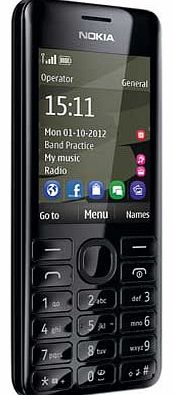 Sim Free Nokia 206 Mobile Phone - Black