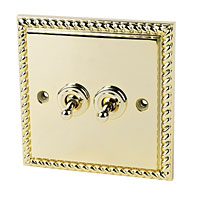 Non-Branded 2G 2W 6A Toggle Sw Georgian Brass