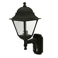 Non-Branded 4-Panel Coach 100W Black Lantern Wall Light PIR