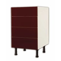 Non-Branded 500mm 4 Drawer Base Unit High Gloss Burgundy