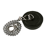 Non-Branded Black Bath Plug Includes 18 Chrome Ball Chain