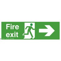 Non-Branded Braille Fire Exit Arrow Right Sign 150 x 450mm