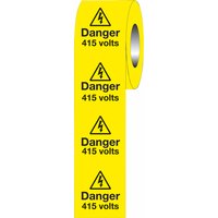 Non-Branded Danger 415V Labels 50x50mm Roll 250
