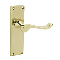 Eclipse Latch Door Handle Scroll Polished Brass