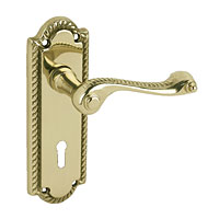Non-Branded Eclipse Lock Door Handle Georgian Polished Brass