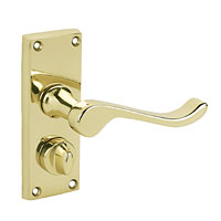 Non-Branded Eclipse Privacy Door Handle Scroll Polished Brass