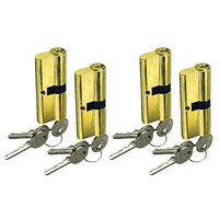Non-Branded Keyed Alike Euro Cylinder Brass Pack of 4