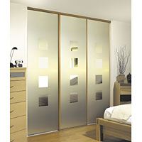 Non-Branded Mirrored Sliding Door Beech Etch 2286x760mm