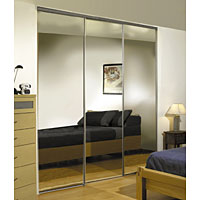 Non-Branded Mirrored Sliding Door Silver 2286 x 760mm