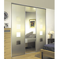 Non-Branded Mirrored Sliding Door Silver Etch 2286x760mm