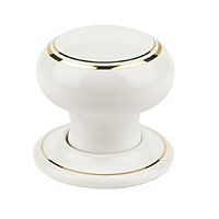 Non-Branded Mortice Knob White and Gold 63mm