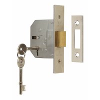 Non-Branded Sterling 3 Lever Mortice Deadlock Nickel 2.5andquot;