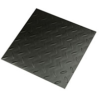 Non-Branded Treadplate Effect Black Vinyl Flooring