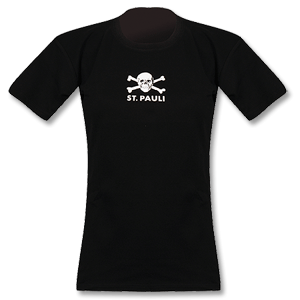 08-09 St. Pauli Womens Skull Tee - black