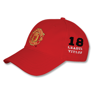 None 2009 Man Utd 18 League Titles Crest Cap - Red