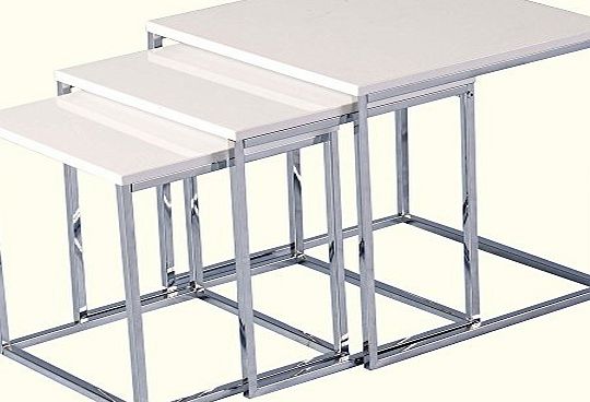 None Charisma Nest of Tables in White Gloss/Chrome