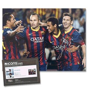 None Leo Messi Group Goal Signed Photo (16`` x 12``)