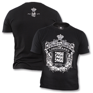 None Longshanks Three Lions T-Shirt - Black/White Logo