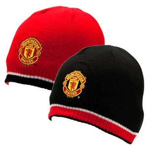 None Man Utd Reversible Knitted Hat - Red/Black