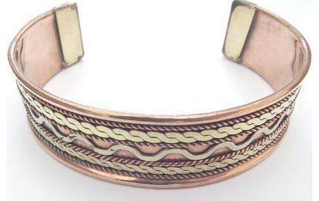 None Ornate Copper And Brass Cuff Bracelet