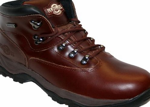 Northwest Territory Inuvik Leather Hiking Boots Waterproof Trekking Mens Walking Shoe (8, Brown)