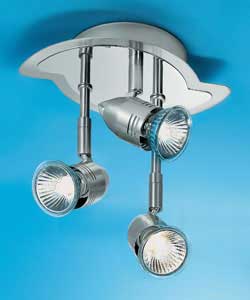 3 Light Brushed Chrome Mini Drop Spotlight