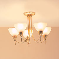 Norton Five Light Semi Flush Satin Brass Finish