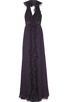 Notte by Marchesa Chiffon backless halter gown