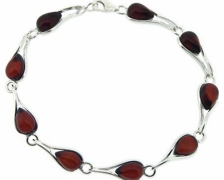 Nova Silver Classic Amber Twist Bracelet in Cherry Amber of 19cm