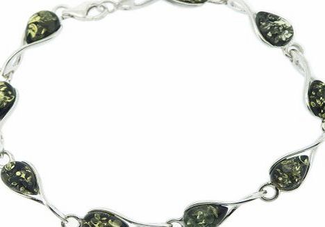 Nova Silver Classic Amber Twist Bracelet in Green Amber of 19cm