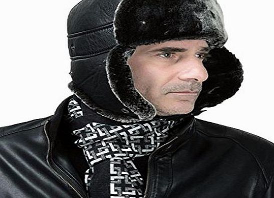 Novawo Winter Warm Earmuff Leather Thicken Aviator Cap Russian Fur Hat