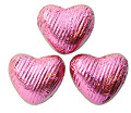 100 Pale pink, foil wrapped, milk chocolate hearts