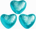 Novelty Chocolate Co. 100 Turquoise, foil wrapped, milk chocolate hearts