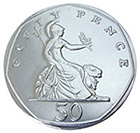 64mm Silver Fifty Pence, Chocolate Coins