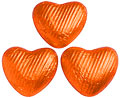 90 Orange, foil wrapped, milk chocolate hearts