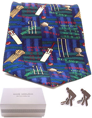 Novelty Cricket Tie / Cufflink Gift Set