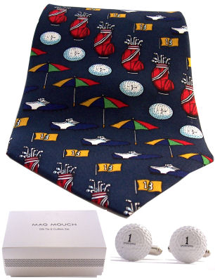 Golf Tie / Cufflink Gift Set