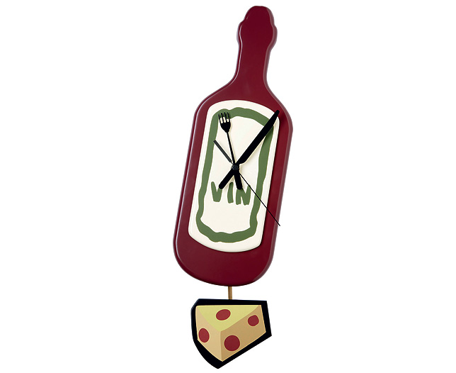 Novelty Kitchen Wall Clock Wine and Cheese
