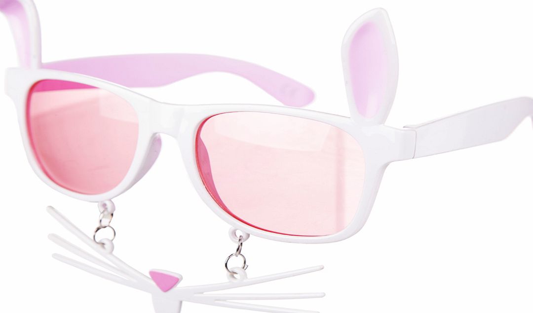 Novelty White Bunny Sunglasses With Ears Nose